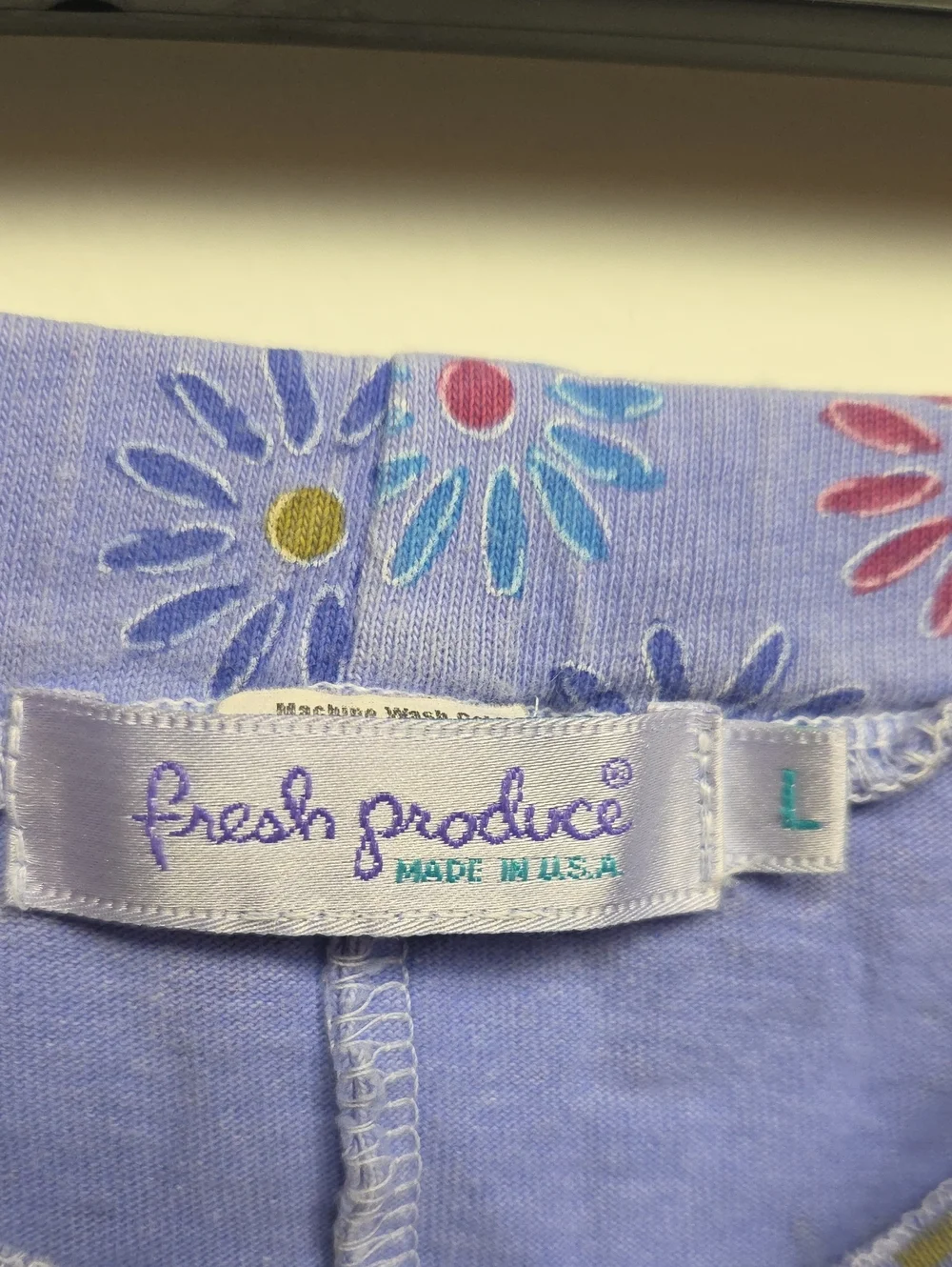 Vintage Y2K 90s Fresh Produce Lavender Daisy Floral PullOn Skirt USA Made Cotton